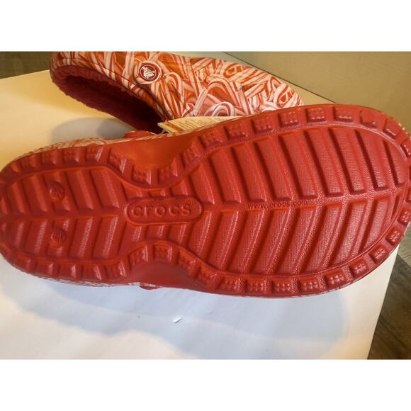 Crocs Classic Lined Candy Cane Clog Shoes Womens Size 6 7 Holiday Fleece Slipper - Picture 4 of 5